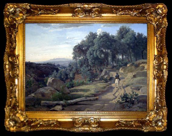 framed  Jean-Baptiste-Camille Corot A View near Volterra, ta009-2
